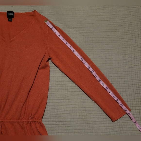 Eileen Fisher Silk Cashmere Drawstring Tunic Sweater Burnt Oranage Size Medium - Picture 4 of 8